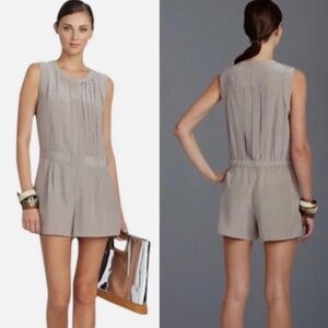 BCBGMAXAZRIA Silk Paloma Romper in Hazelnut Size Small